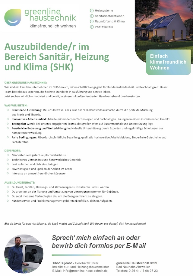 greenline Haustechnik Stellenausschreibung24